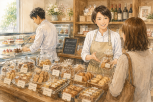 ワインを販売する洋菓子店