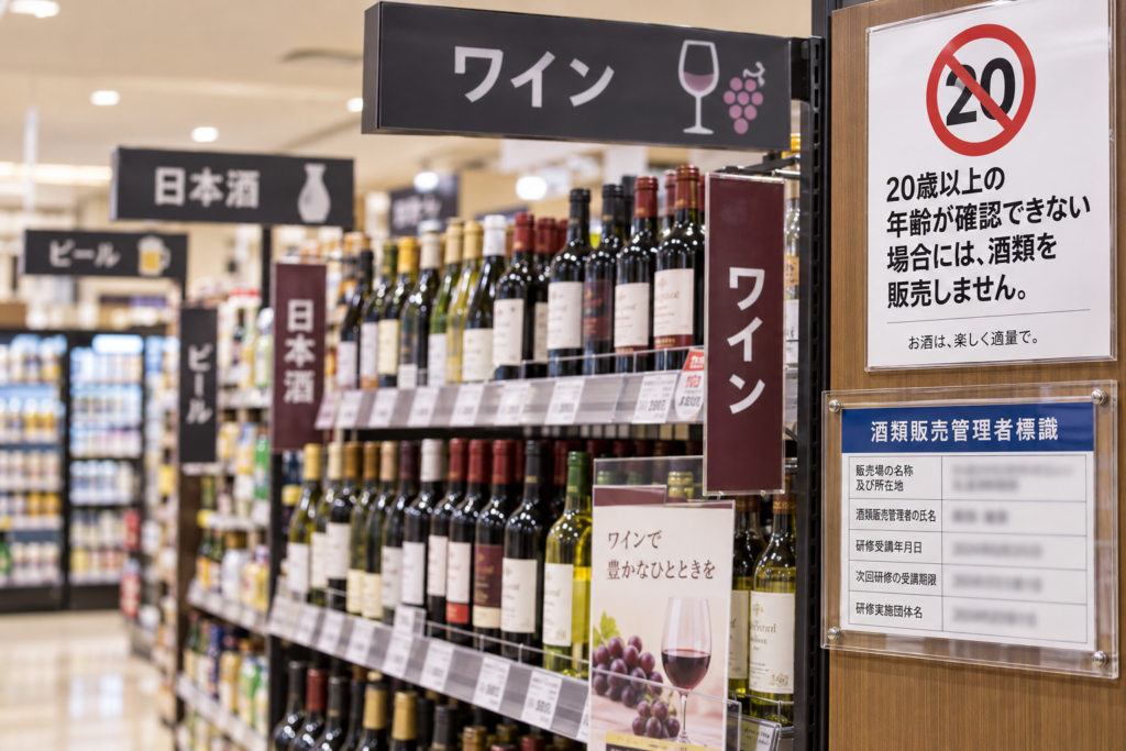 量販店のお酒売り場の表示
