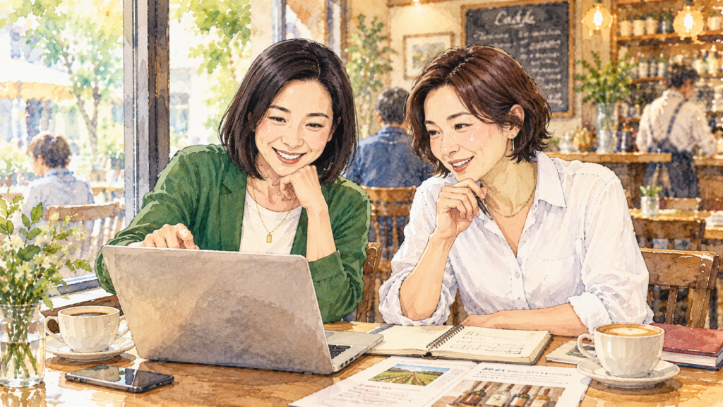 友達と副業で通販ワインショップ開店を計画中のイメージ